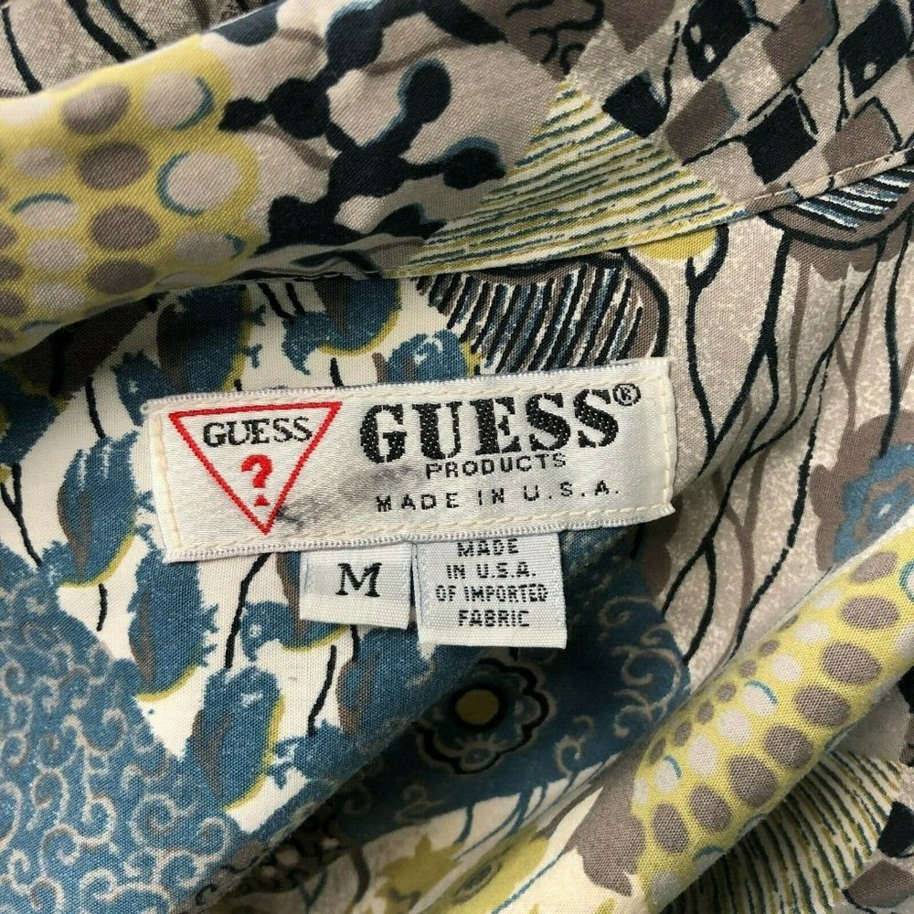 GUESS Patchwork Floral Vtg Oversized Camp Shirt - Picture 6 of 6